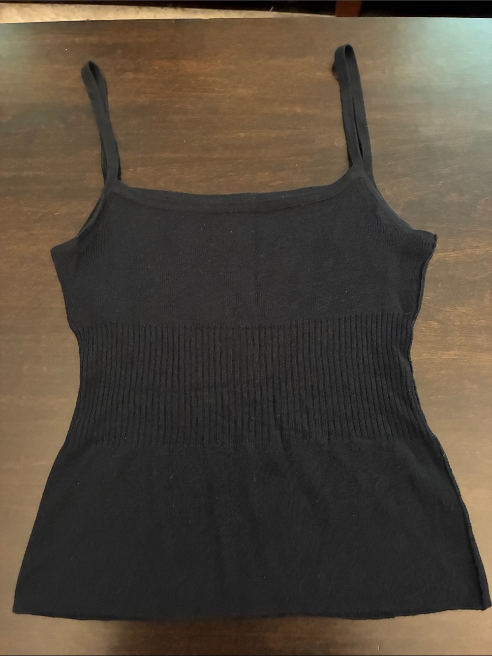 Whisper light Black-Navy Ribbed Knit Cami Tank Top. XS